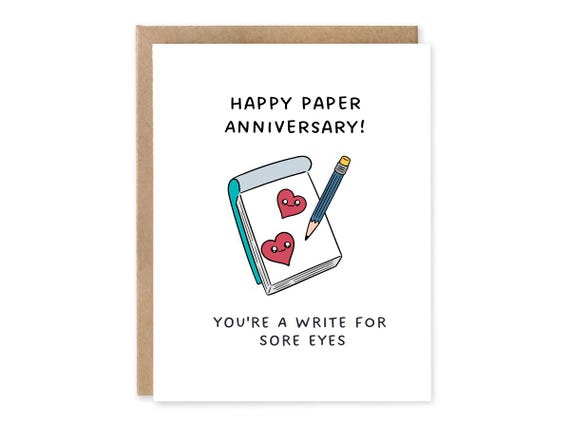 Cute Paper Anniversary Greeting card, One year Anniversary Card, Paper anniversary, Card for Wife, Card for Him, Card for Her.