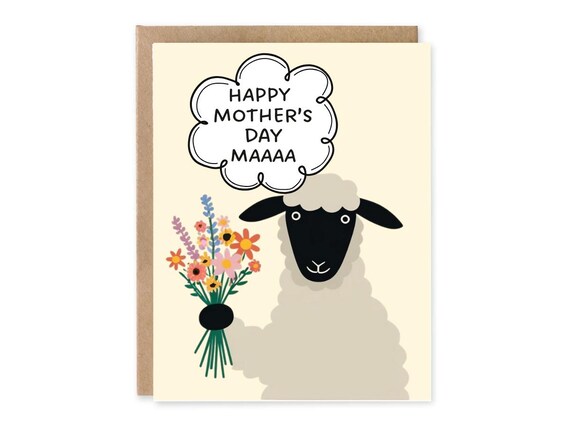 Funny Mother's Day Card - Maaaa, card for mum, card for mom, punny card for mum, sheep themed Cheeky Mother’s Day Card, Relatable Mum Gift