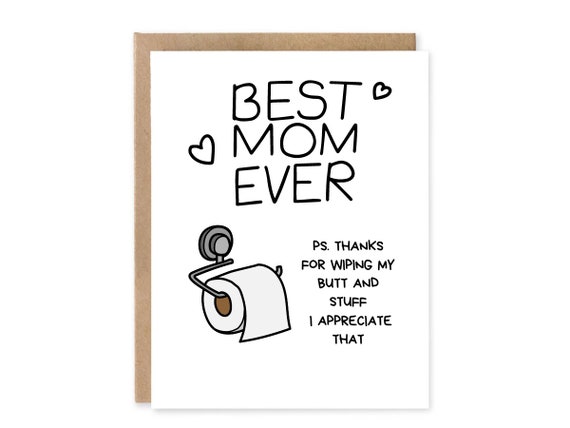 Best MOM Ever PS Thanks For Wiping My Butt Funny Card For Mom | | Mothers Day Birthday Hilarious | Funny Birthday Cards | Mom Birthday Gift