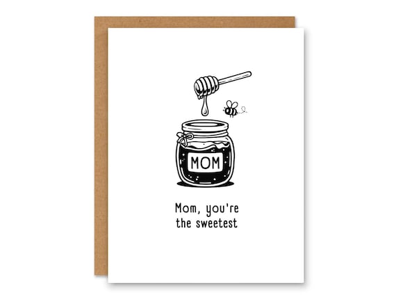 Mom You’re the Sweetest Greeting Card, Minimal Bee Illustration