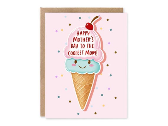 Happy Mother's Day to the Coolest Mom , Cute Mother's Day Card, Funny Mother's Day Card, Food Pun Card,