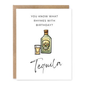 Anniversaire tequila, carte d'anniversaire pour boire un verre, vous savez quelles rimes avec anniversaire ? Tequila