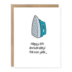 Kaart 6e verjaardag voor vrouw, ijzeren verjaardagscadeau, grappige kaart 6e verjaardag, kaart 6 jaar woordspeling voor haar, huwelijksverjaardag