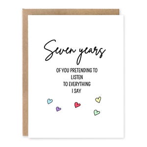 Carte drôle du 7e anniversaire de mariage, 7 ans de mariage, carte du 7e anniversaire de mariage
