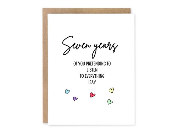 Funny 7th Anniversary Card, 7 Years marriage, 7th Wedding Anniversary Card