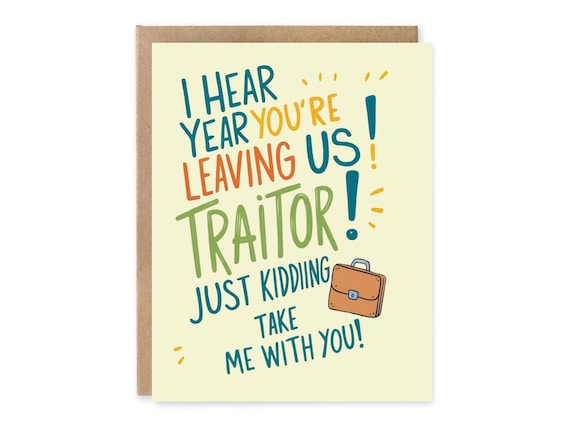 Funny Traitor Greeting Card, Coworker Leaving, New Job, Work Wife, Work Husband, Leaving
