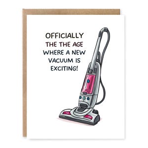 Carte d'anniversaire amusante, officiellement l'âge où passer l'aspirateur est excitant, jolie carte de joyeux anniversaire