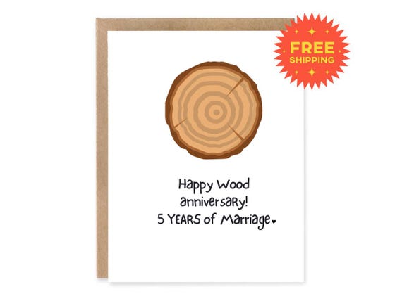 5 Year Wood Anniversary Card - Funny