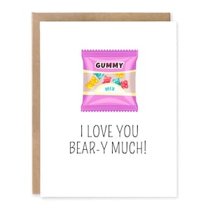 Je t'aime beaucoup | d'amour | Carte de jeu de mots | Joli cadeau pour partenaire, carte de remerciement, carte-cadeau Candy, carte Punny