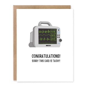 Carte de tachycardie drôle de félicitations | Carte drôle de trace d'ECG | Anniversaire de médecin/infirmière/ambulancier paramédical | Cardiologie Humour