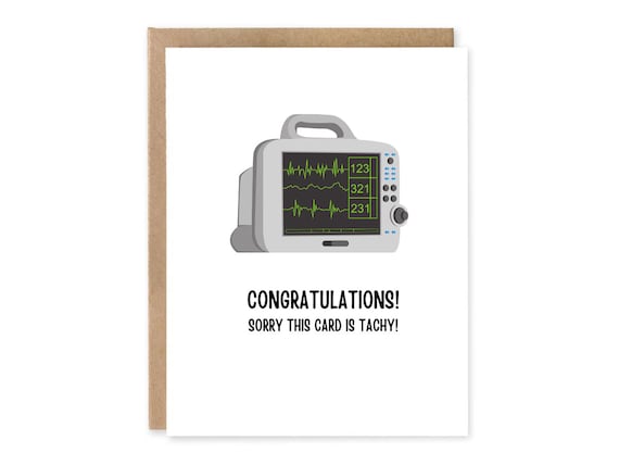 Funny Congratulations Tachycardia Card | ECG Trace Funny Card | Doctor/Nurse/Paramedic Birthday | Cardiology Humour