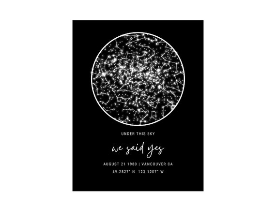Custom Star Map By Date and Location, We said yes The Night Sky Poster, Night We Met Anniversary Gift, Night Sky Print, Wedding Gift