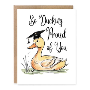Carte de félicitations amusante, carte de nouvel emploi, carte de remise de diplôme, carte de jeu de mots canard, cadeau Fier de vous