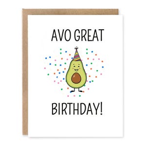 Niedliche Avo Great Birthday Wortspiel Grußkarte | Avocado-Geburtstagskarte für Avocado-Liebhaber | Niedliche Geburtstagskarte für Foodie | Lustige Grußkarte