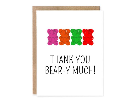 Thank You Bear-y Much | 5X7 Greeting CardS | Blank Cards| 10 PACK | 10 pack thank you cards | Cute Punny Cards