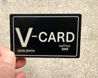 Tarjeta V personalizada grabada con láser / Regalo de broma divertido de aluminio anodizado