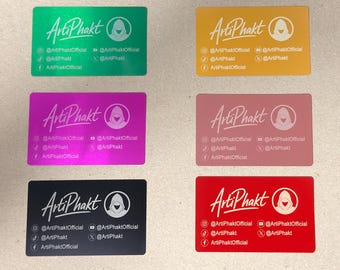 Custom Metal Business Card - Laser-Etched Aluminium Card - Multiple Colours