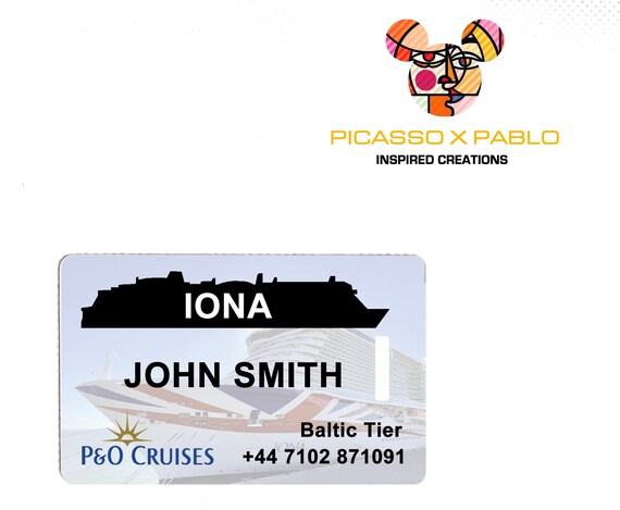 Targhetta Bagaglio Crociera P&O IONA Targhetta Bagaglio Personalizzata Per Crociera P&O IONA - In Pelle Dorata, Con Cinturino Omaggio - Nuova Senza Etichette Accessorio Viaggio Nave - Foto 8