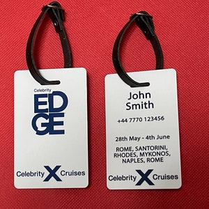 Etiqueta personalizada para equipaje de plástico PVC inspirada en Celebrity Edge con correa estilo cuero. Gastos de envío gratis