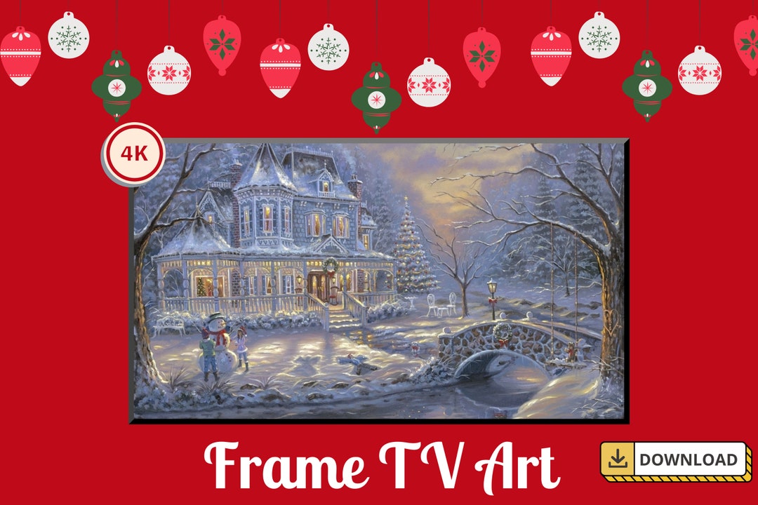 Samsung Frame TV Art Christmas Art Vintage Snowy Christmas Etsy