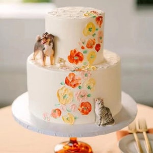 Topper per torta nuziale personalizzato per gatti, CakeTopper per animali domestici, compleanno di animali domestici, caketopper per gatti, animale domestico per anniversario, figurine di gatti immagine 3