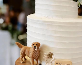 Topo de bolo personalizado para casamento com cachorro, topo de bolo para animais de estimação, aniversário de animais de estimação, topo de bolo para gato, aniversário de animais de estimação, estatuetas de cachorro