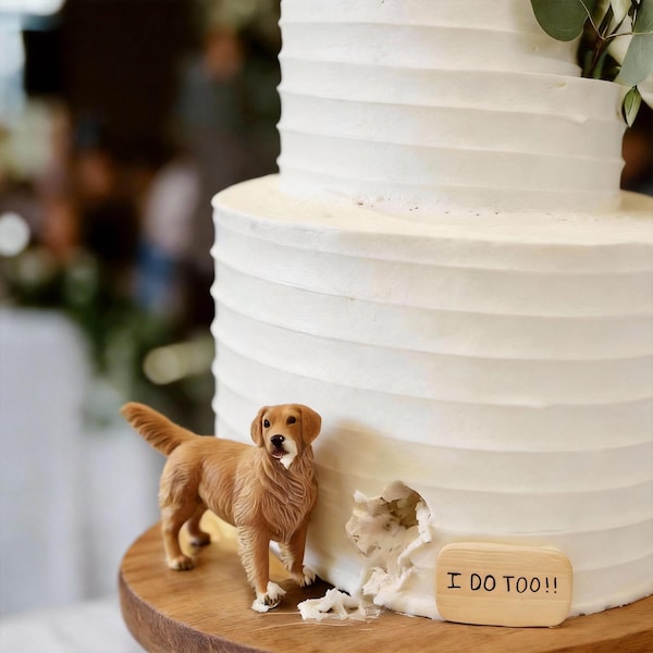 Spersonalizowana ozdoba na tort weselny z psem, ozdoba na tort ze zwierzakiem, ozdoba na tort urodzinowy ze zwierzakiem, ozdoba na tort z kotem, ozdoba na rocznicę, figurka psa