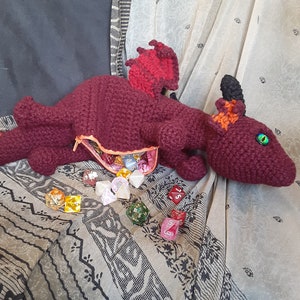 Custom Crochet Dragon Plush Bag for Dice, Minis, and More