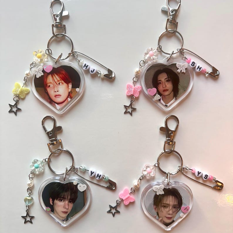 Atz Photo Heart Shaped Keychain With Beads Stickers & Initials ...