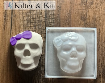 Skull and Bow Mold | Bath Bomb Mold | Plastic Mold | Soap Mold | Bubble Bath Mold | Craft Mold 106