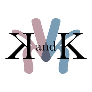 May include: A logo with the letters "X and K" in black, with a stylized design of two overlapping shapes, one in a light blue color and the other in a light pink color.