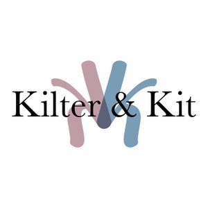May include: A logo for a business called "Kilter & Kit" with a stylized design of three abstract shapes in shades of blue, purple, and pink.
