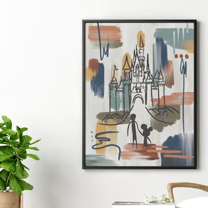 MCM Abstract Disney Land Castle Pintura al óleo Impresión de póster, ⫸ Impresión de arte original ⫷ Impresión Giclée de calidad de museo