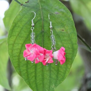 Pink Tropical Flower Cluster Earrings
