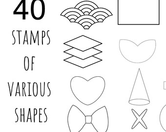 40 sellos de formas para Procreate / Set de pinceles geométricos (descarga digital)