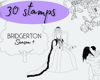 Sellos de Procreate de Bridgerton Temporada 1, Pinceles de Romance Histórico (Descarga digital)