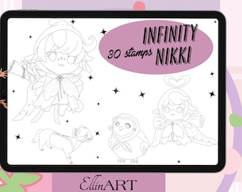 Pinceles Infinity Nikki para Procreate / 30 sellos de juego (descarga digital)