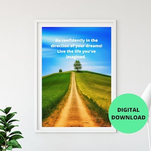 Henry David Thoreau Quote, Wall Art Printable, Confidence Wall Art, JPG Downloadable File, Go Confidently in the Direction of your dreams