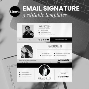 Email Signature Template Bundle, Custom Signature Design, Digital Signature Logo Template, Editable Canva Template