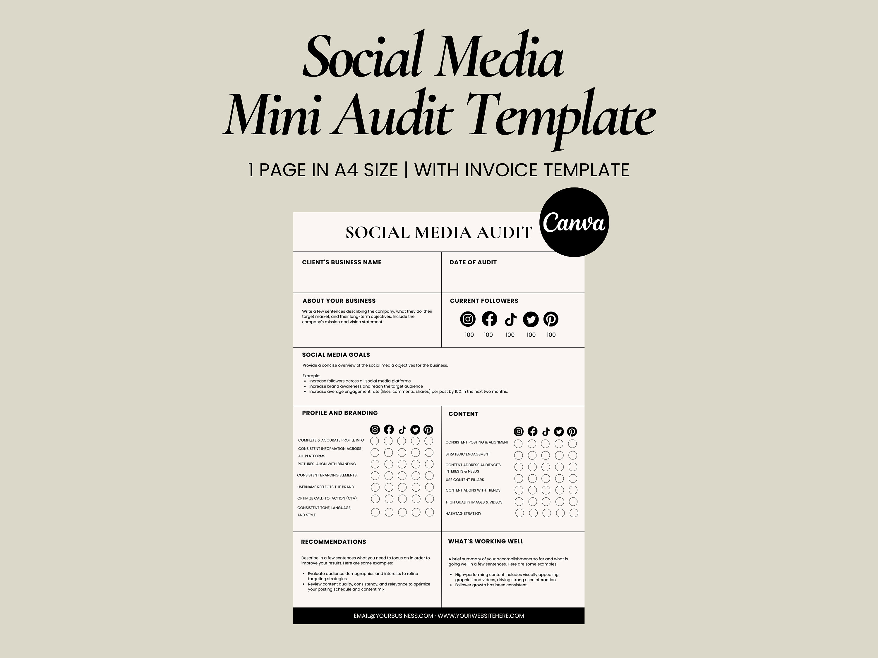 Social Media Audit Template | Media Audit Kit | Social Analytics Template