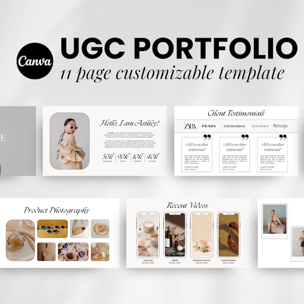 Minimal UGC Portfolio Template | UGC Media Kit  | UGC Canva Website | Landing Page