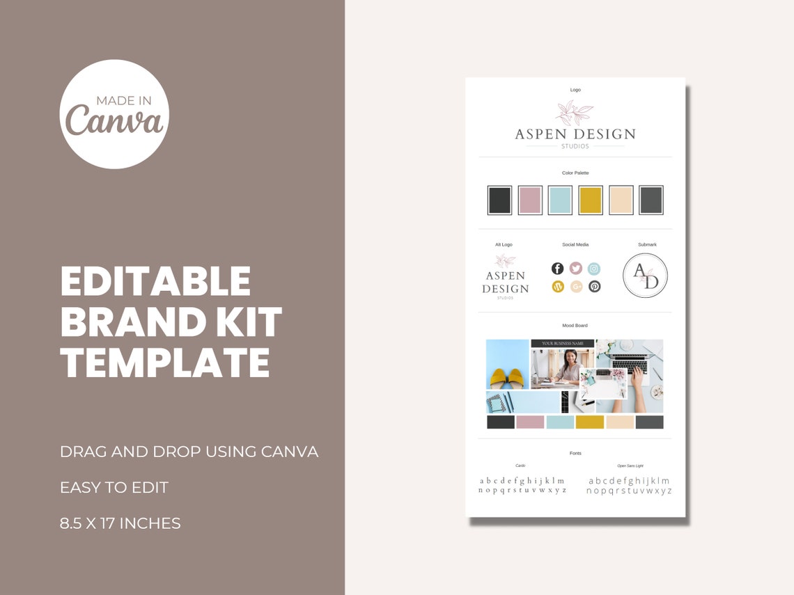Canva Brand Kit Template Branding Kit Brand Board Template - Etsy