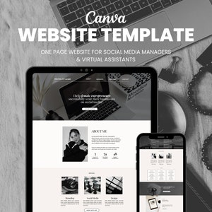Canva Website Template, One Page Design (Digital Download)