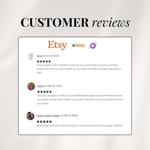 Pode incluir: Avalia&ccedil;&otilde;es de clientes Etsy para um modelo de calend&aacute;rio de conte&uacute;do de m&iacute;dia social. As avalia&ccedil;&otilde;es s&atilde;o todas de cinco estrelas e destacam a facilidade de uso e a apar&ecirc;ncia profissional do modelo.