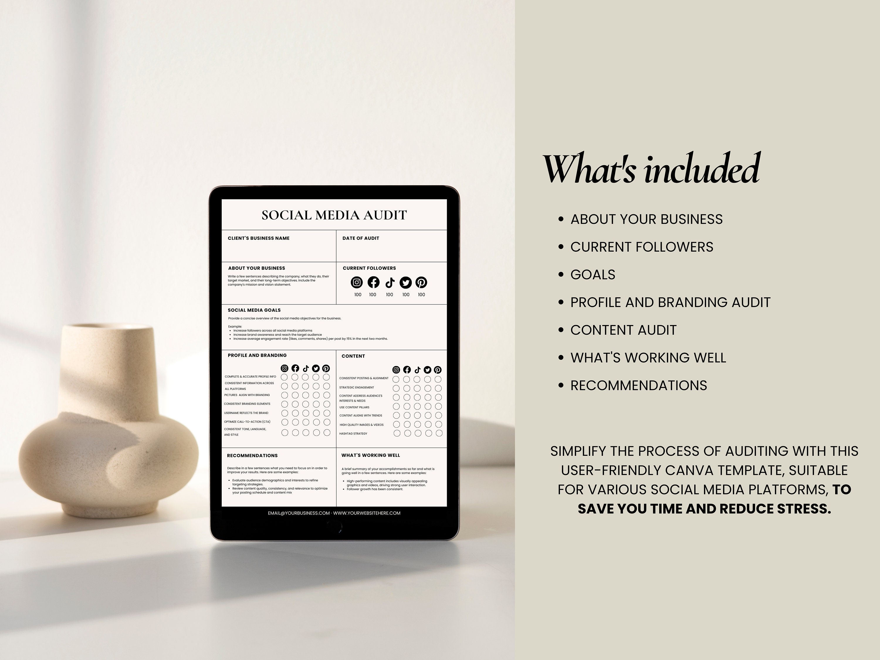 Social Media Audit Template Media Audit Kit Social Etsy