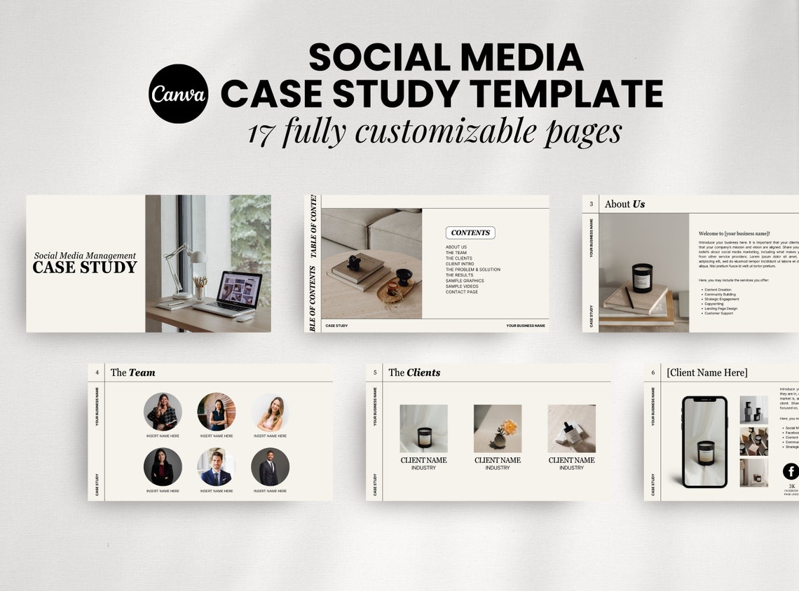 Case Study Template for Social Media Managers, Freelancers, Virtual ...