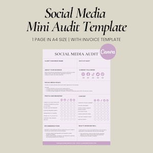 Social Media Audit Template for Social Media Managers | Client Marketing Audit Report | Social Media Channel Audit