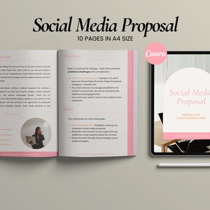 Sjabloon voor voorstel voor sociale media | Freelance Social Media Manager Strategievoorstel | Bewerkbare Canva-sjabloon
