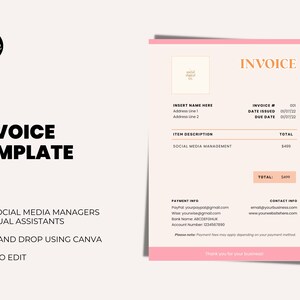 Social Media Manager Invoice Template | Freelancer Invoice Template | Boho Theme Printable Invoice