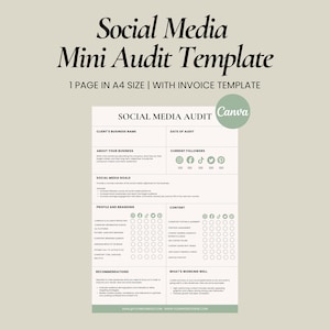 Social Media Audit Template for Social Media Managers | Client Marketing Audit Report | Social Media Channel Audit